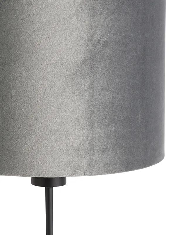 Moderne tafellamp zwart stoffen kap grijs 25 cm verstelbaar - Parte Modern E27 cilinder / rond Binnenverlichting Lamp
