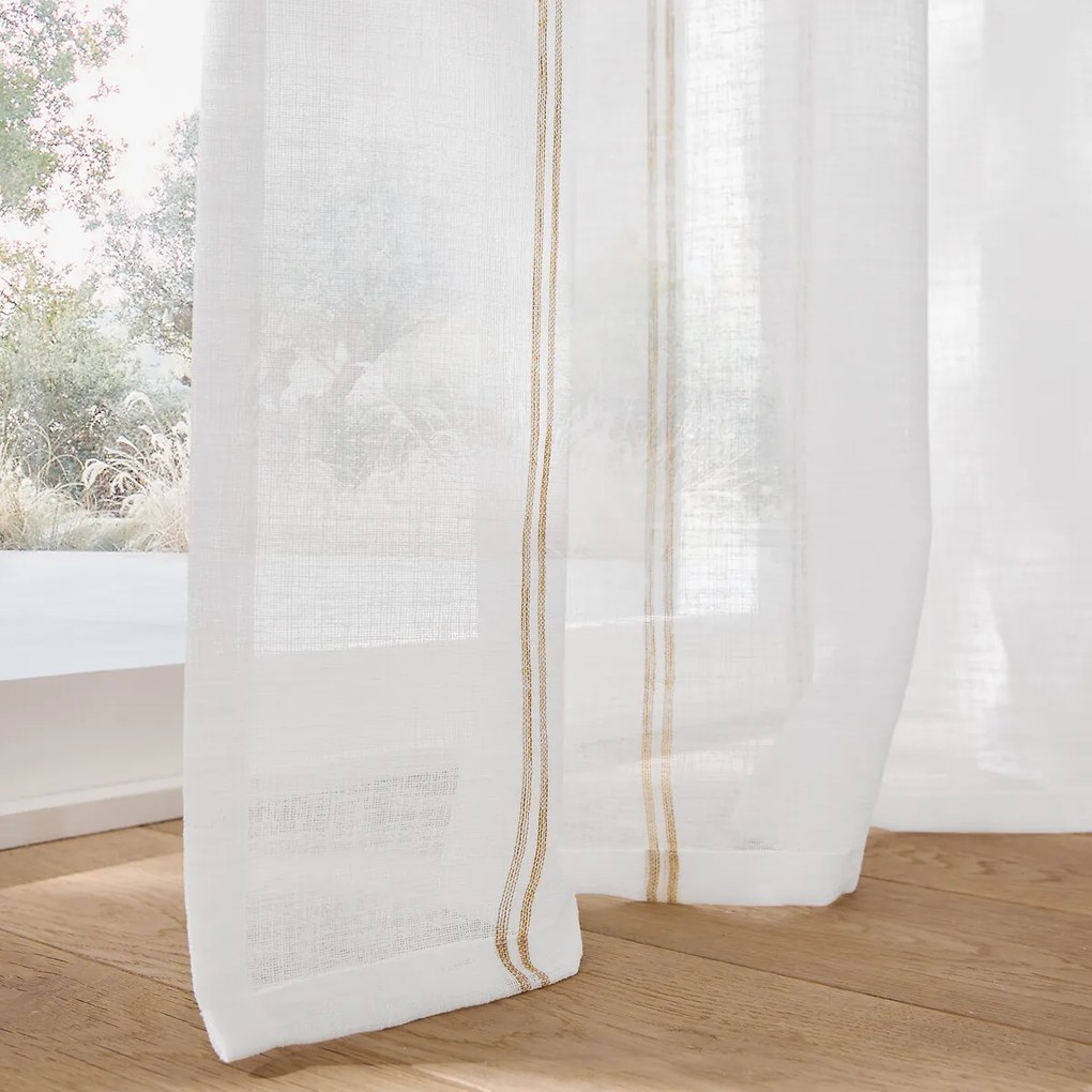 Glasgordijn met streepjes en oogjes, NYONG