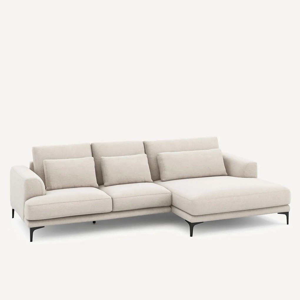XL hoekbank rechts met longchair, gemêleerd canvas, MARSILE
