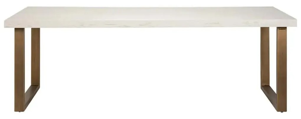 Richmond Interiors Whitebone Witte Visgraat Eettafel Met Messing - 235 X 100cm.