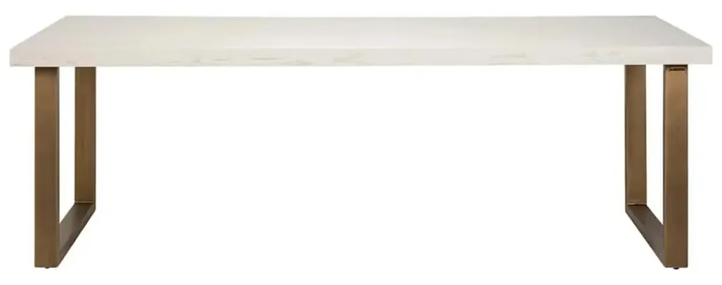 Richmond Interiors Whitebone Witte Visgraat Eettafel Met Messing - 235 X 100cm.