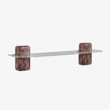 Set Van 2 Wandplanken Voor Badkamer Van Roestvrij Staal Serbian ↔︎ 80 Cm & Rood Marmer Cherry Gold - Sklum