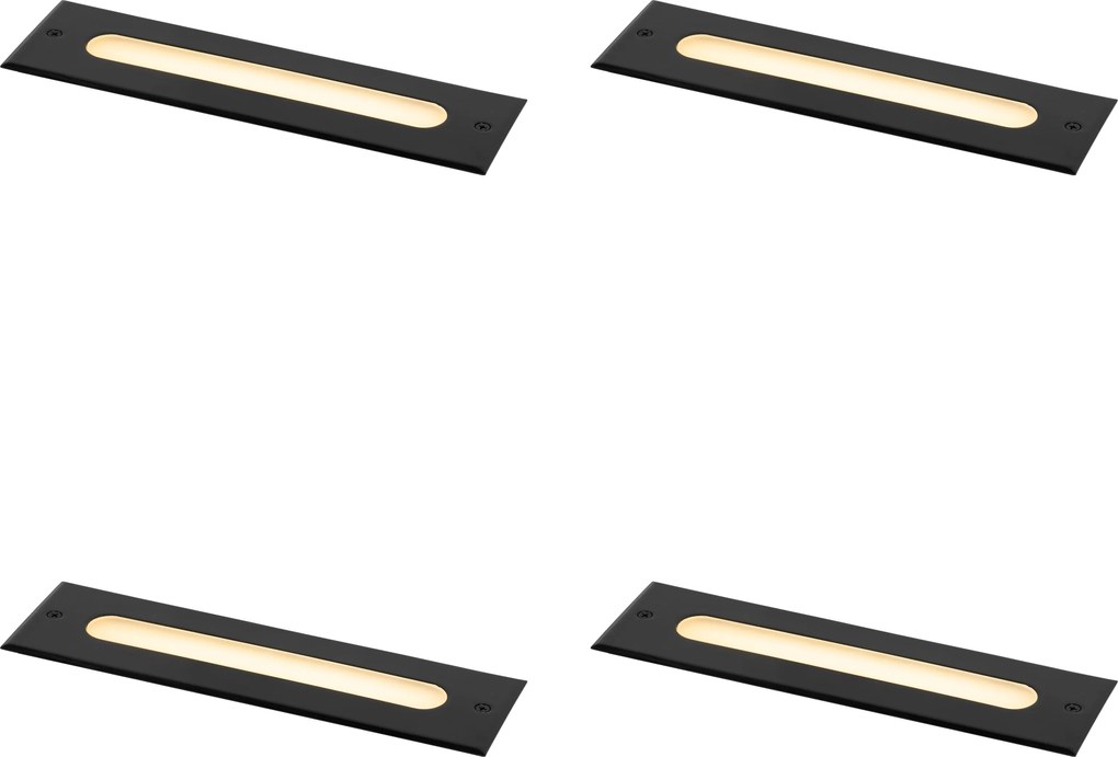 Set van 4 moderne grondspots zwart 30 cm incl. LED IP65 - Eline