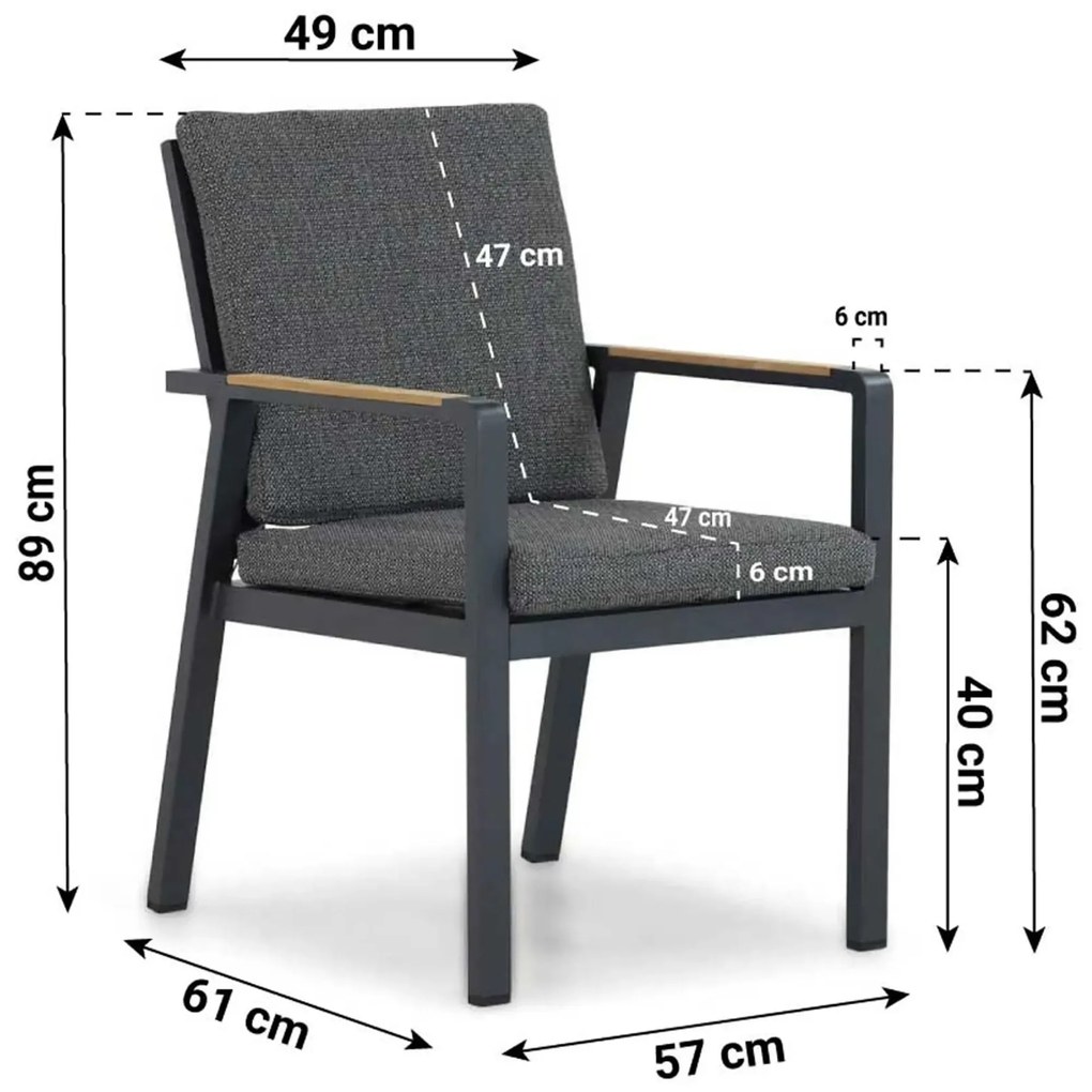 Tuinset 8 personen 280 cm Aluminium/teak Grijs Lifestyle Garden Furniture Marseille/Diogo