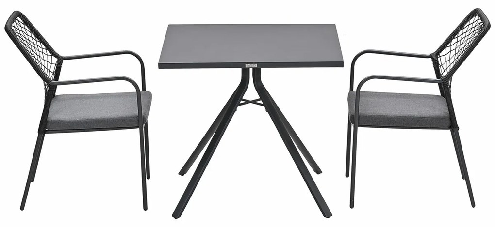 Garden Impressions Ross tuinset zwart 3-delig - Rimini tuintafel 80x80 cm