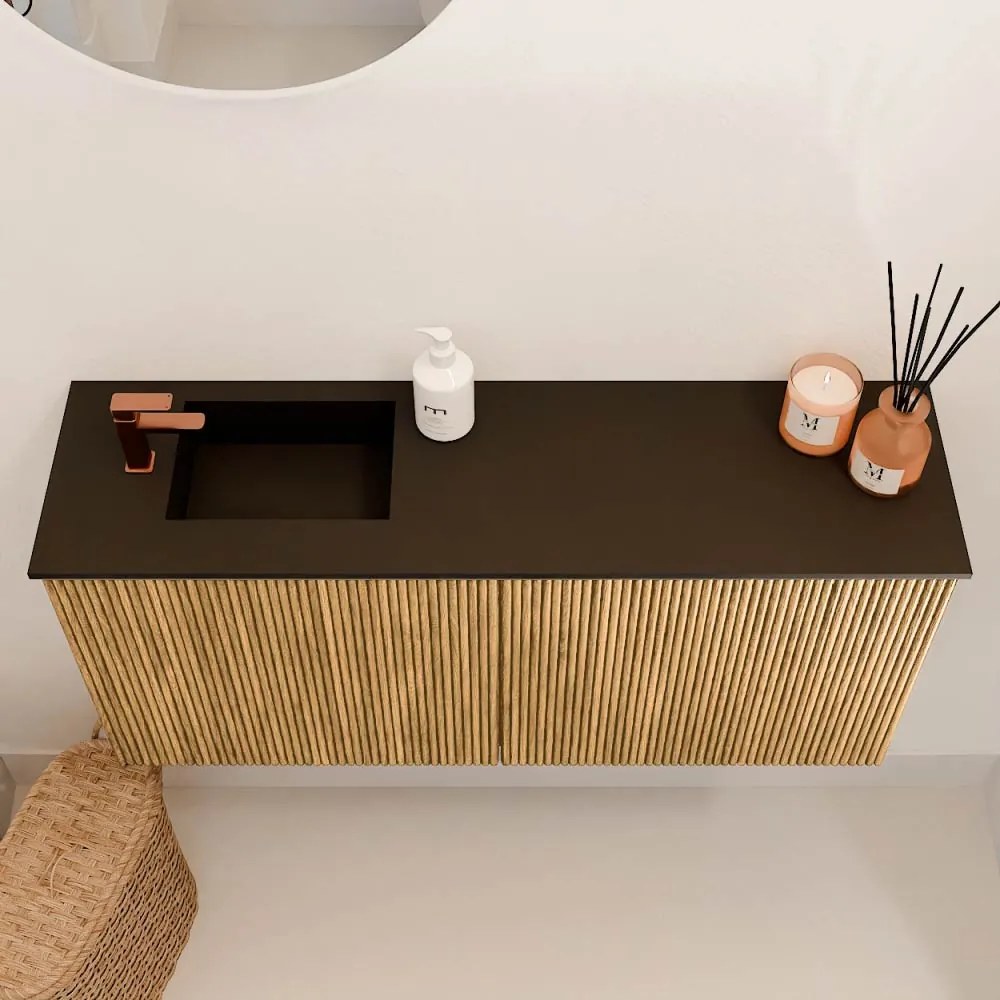 Mondiaz Joya 90cm toiletmeubel oak met wastafel faye links 1 kraangat urban