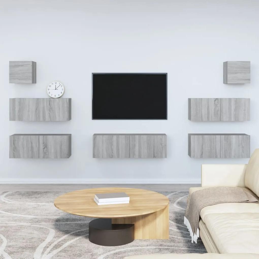 vidaXL 7-delige Tv-meubelset bewerkt hout grijs sonoma eikenkleurig