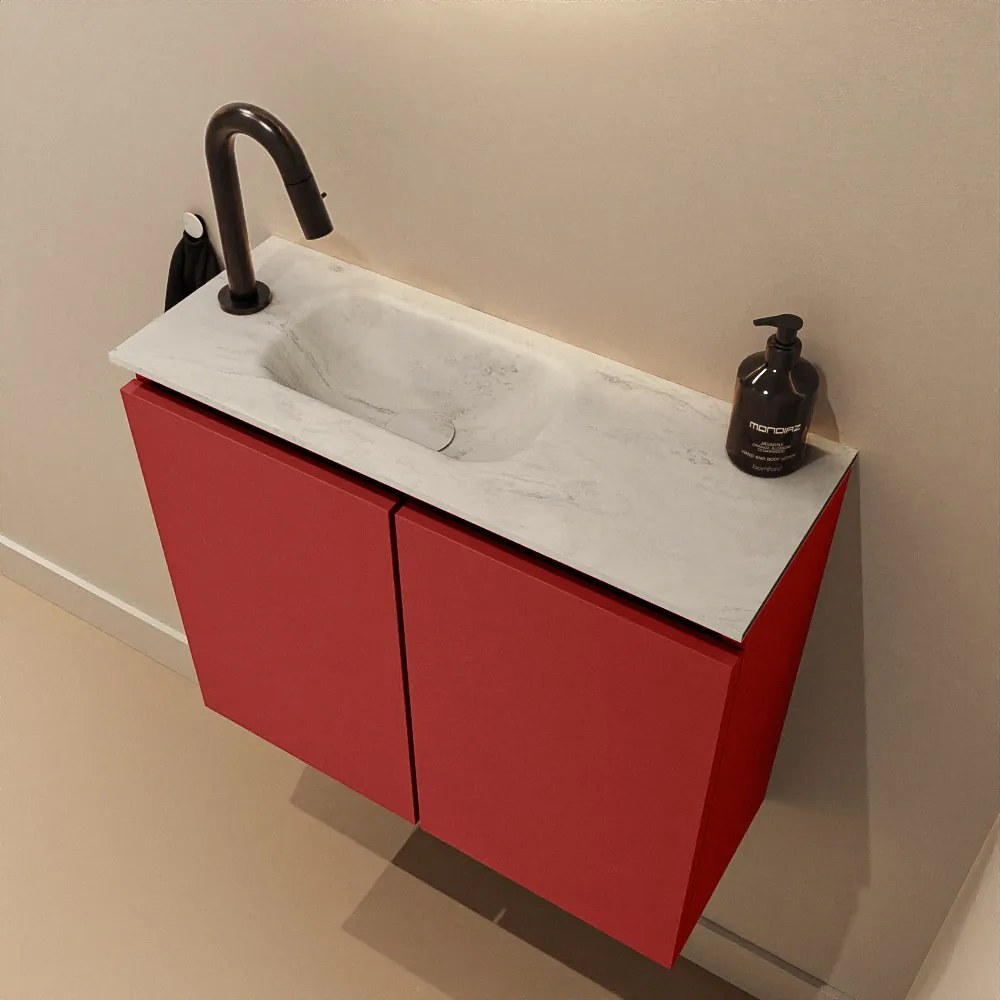 Mondiaz Ture DLux toiletmeubel 60cm fire met wastafel opalo links met kraangat