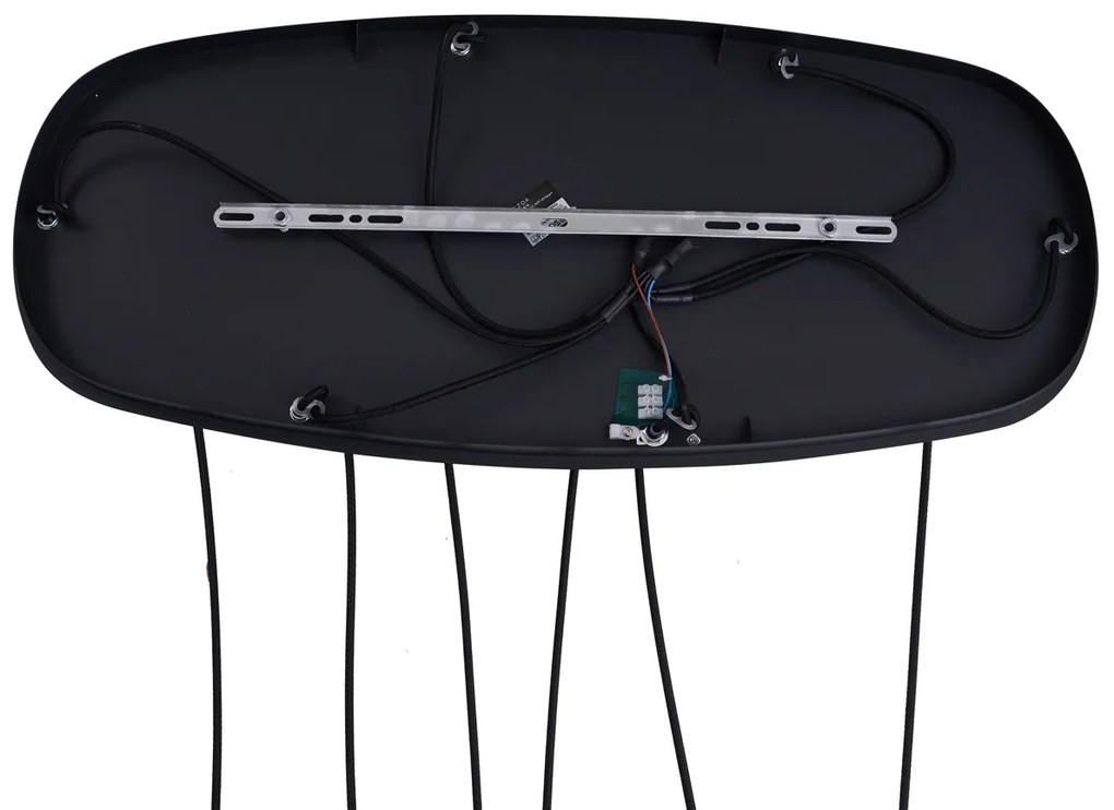 Moderne hanglamp zwart met smoke glas 6-lichts - Duplantis