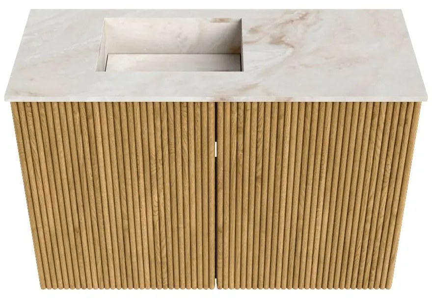 Mondiaz Joya DLux 60cm toiletmeubel oak met wastafel faye links zonder kraangat frappe