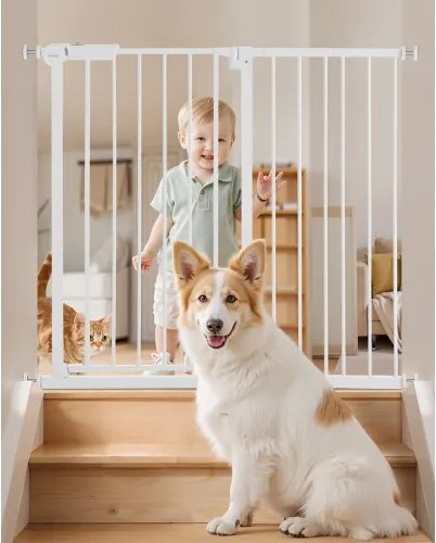 VEVOR Baby Gate Hondenhekje Scheiding met Verstelbare Breedte (65-101,6 cm), Traphekje voor Kind- en Huisdierveiligheid, Met één Hand Te Openen, Voor Trappen en Deuren, Wit