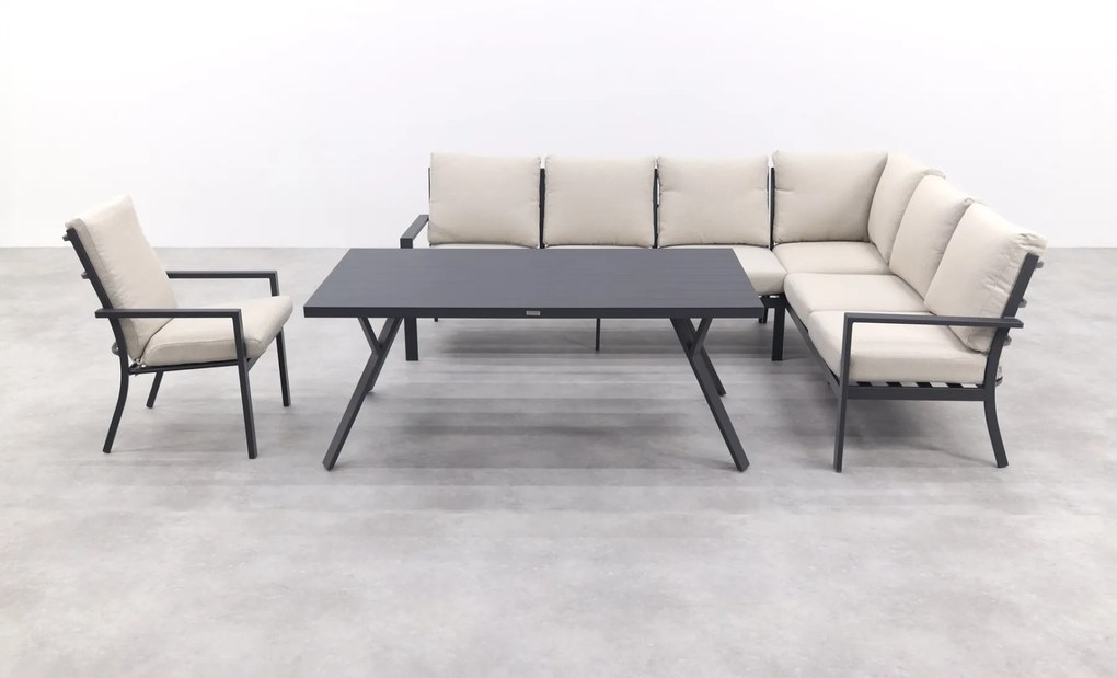 Sergio lounge dining set met stoel - Carbon/Desert - 3-delig rechts