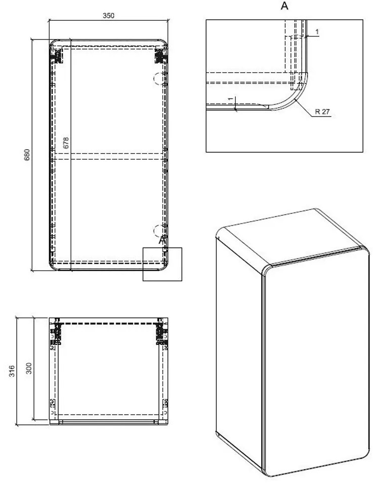 Comad Aruba White 810 FSC kleine kast 68x35cm eiken/wit