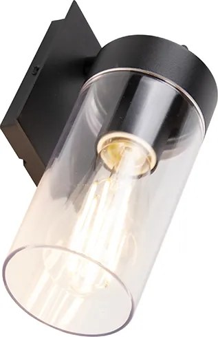 Moderne buiten wandlamp zwart met helder glas - Rullo