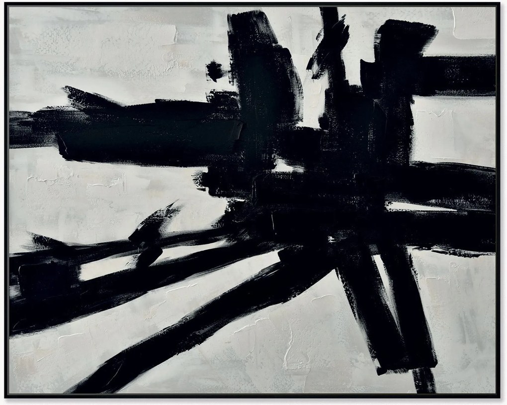 Handbeschilderde canvasdoek Omaggio A Kline met houten frame