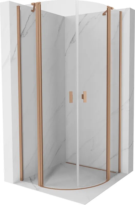 Mexen Mist douchecabine halfrond zwenkbaar 80 x 80 cm, transparant, geborsteld koper - 8A32-080-080-65-00