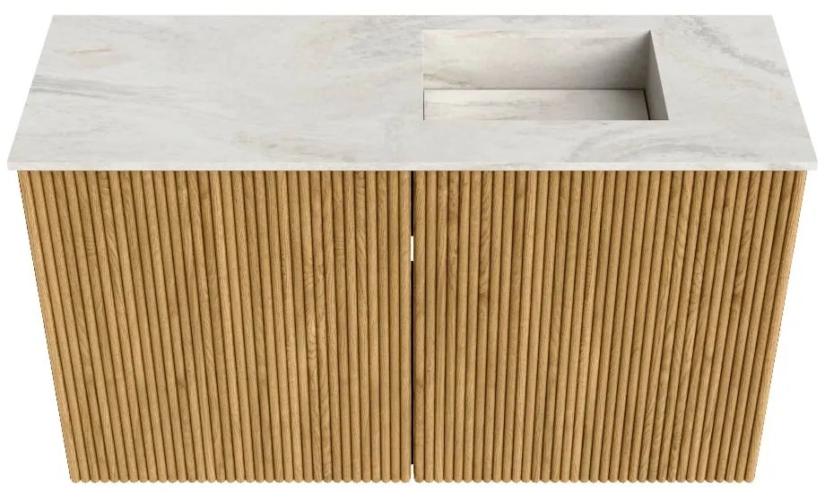 Mondiaz Joya DLux 70cm toiletmeubel oak met wastafel faye rechts 1 kraangat ostra