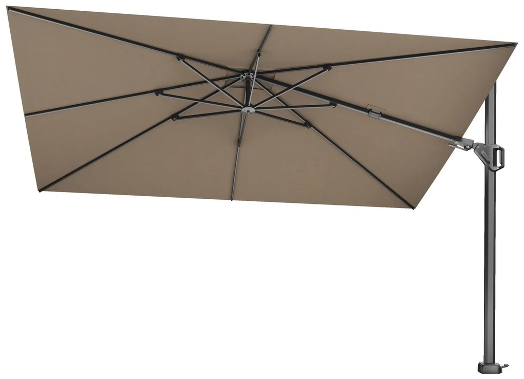 Platinum Challenger zweefparasol Premium T2 2,6x3,5 m - Havana Taupe met Marbella voet en hoes