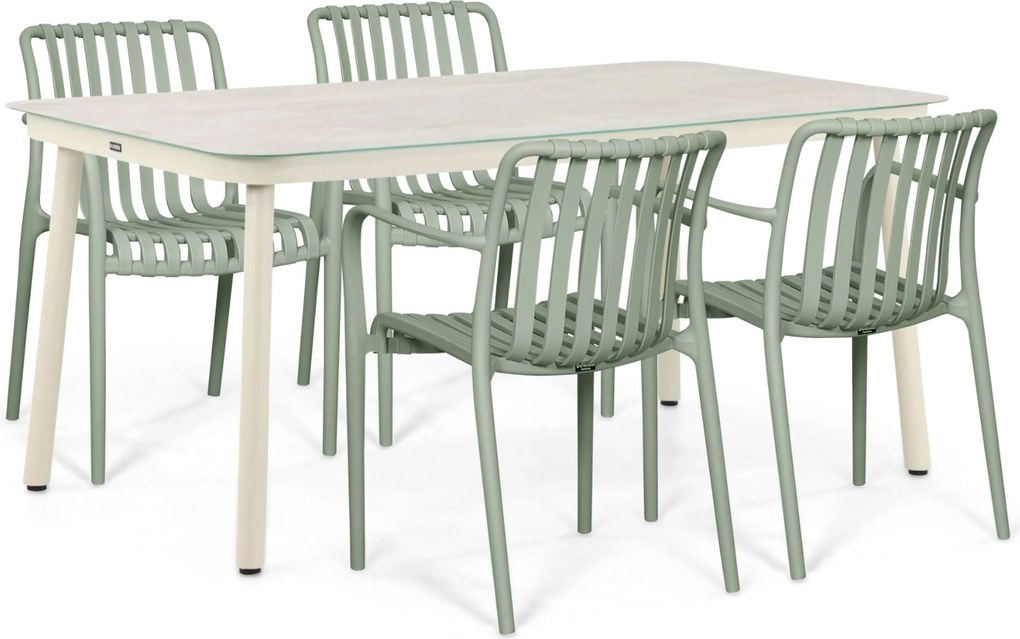Tuinset 4 personen 160 cm Kunststof Groen Domani Furniture Alba/Tavano