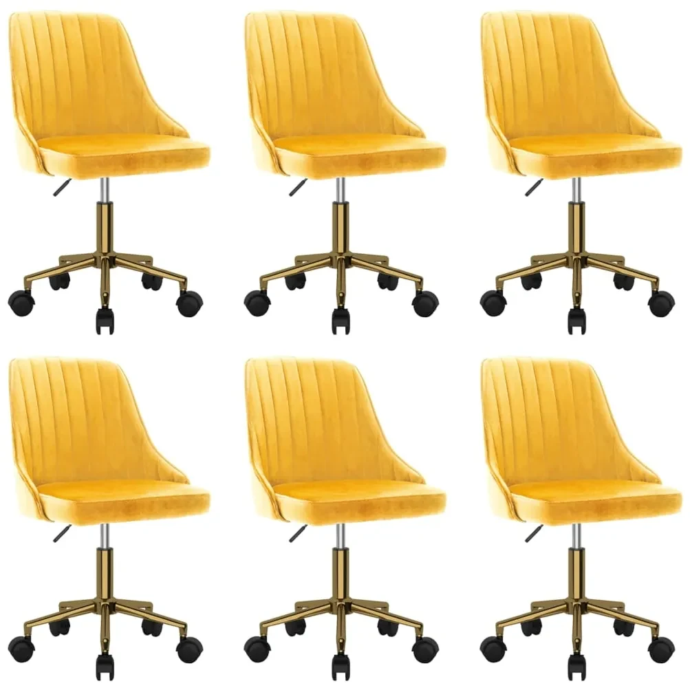vidaXL Eetkamerstoelen draaibaar 6 st fluweel geel