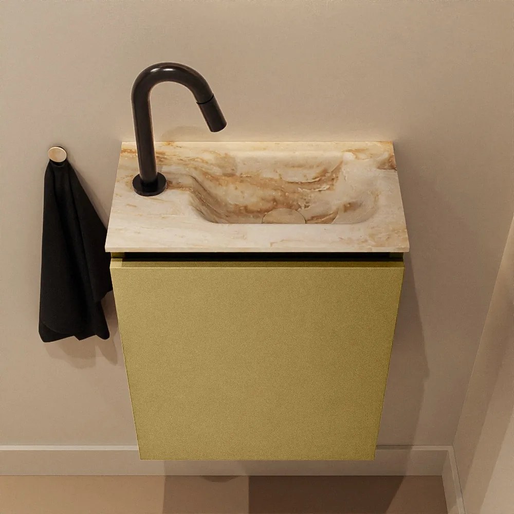Mondiaz Ture DLux toiletmeubel 40cm oro met wastafel frappe rechts met kraangat