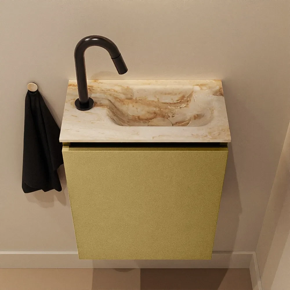 Mondiaz Ture DLux toiletmeubel 40cm oro met wastafel frappe rechts met kraangat