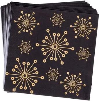 STARGLOW Set van 20 servetten zwart, goud B 33 x L 33 cm