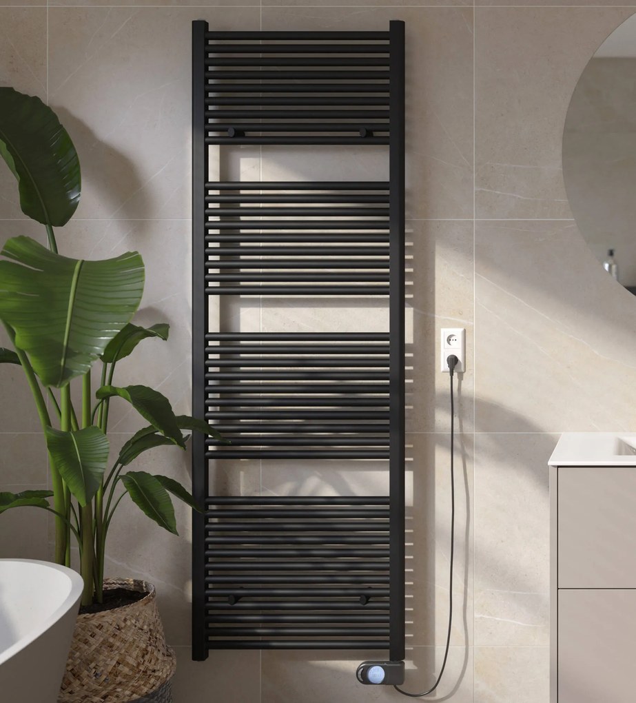 Saqu Fonti elektrische radiator 1000W 60x181,7cm mat zwart