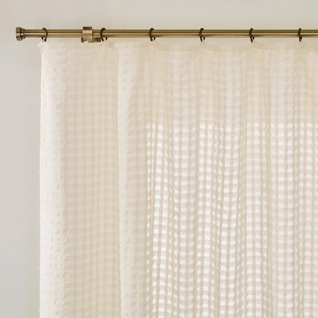 Glasgordijn met ton sur ton ruitjesmotief en lussen, Madrila