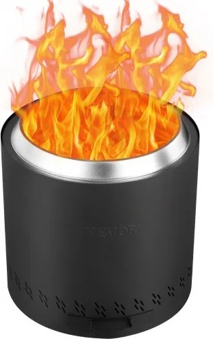 VEVOR Rookloze vuurkorf, kampvuur, H: 39,4 cm x diameter: 39,6 cm, houtkachels met uitneembare aslade, draagbare vuurkorf van roestvrij staal SUS430, voor kamperen op het terras buiten