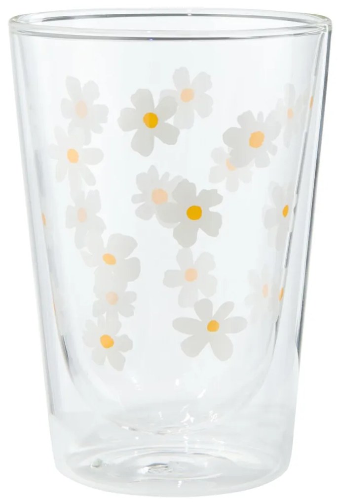 HEMA Dubbelwandig Glas Bloemen 350ml
