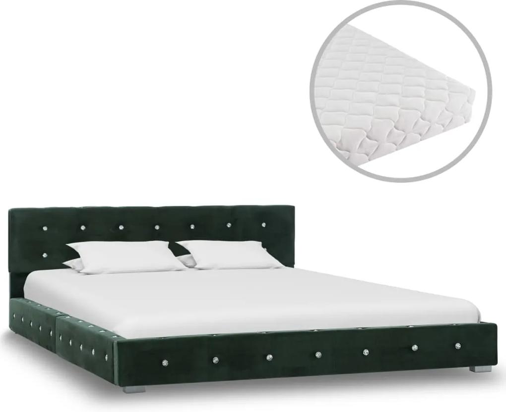 Bed met matras fluweel groen 140x200 cm