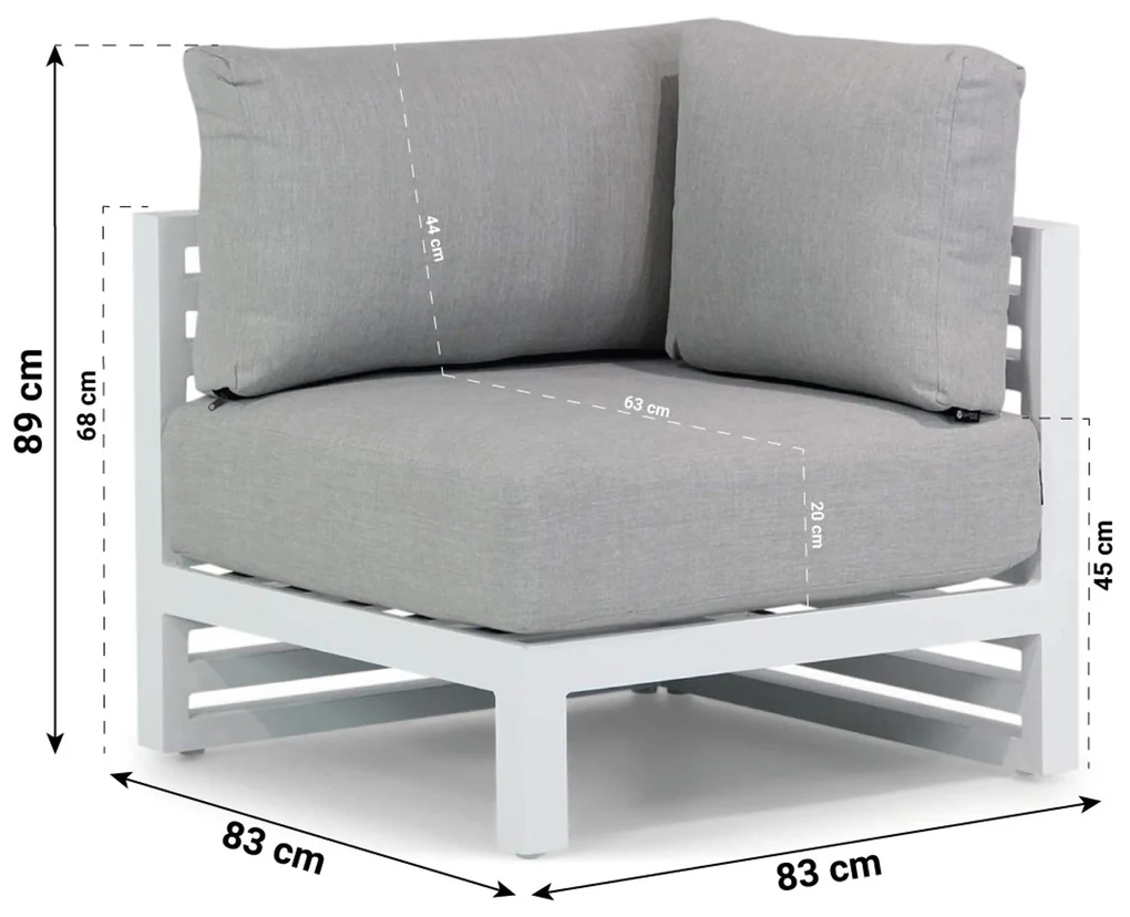 Hoek loungeset 2 personen Aluminium Wit Santika Furniture Santika Jaya