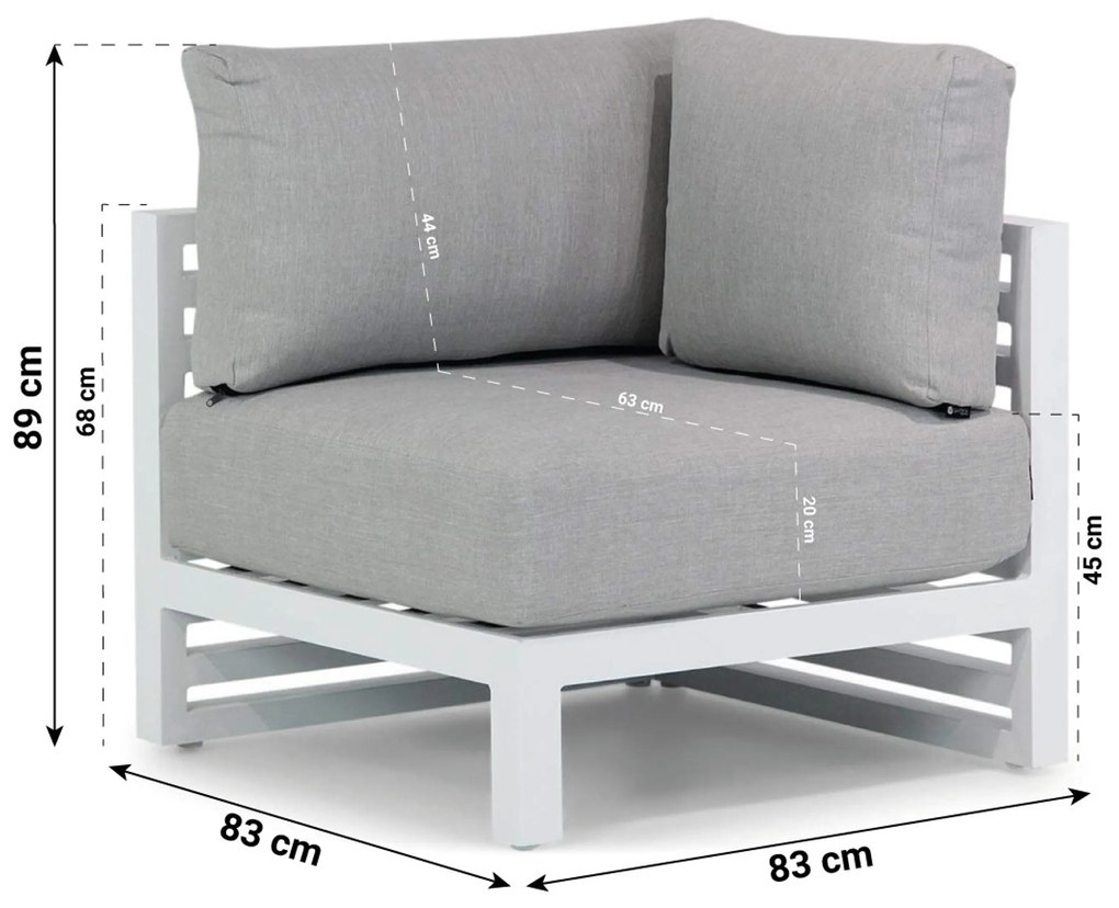 Hoek loungeset 5 personen Aluminium Wit  Santika Furniture Santika Jaya