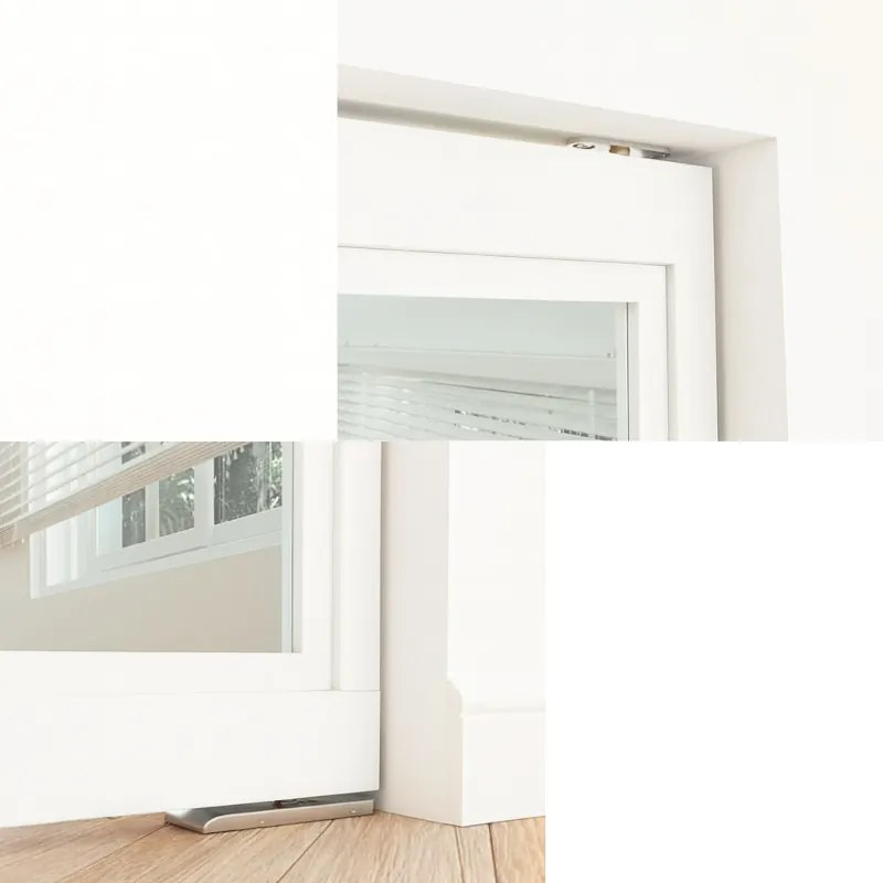 Stalen taatsdeur - Loft wit - 3 vaks helder glas - 93 x 231,5 cm