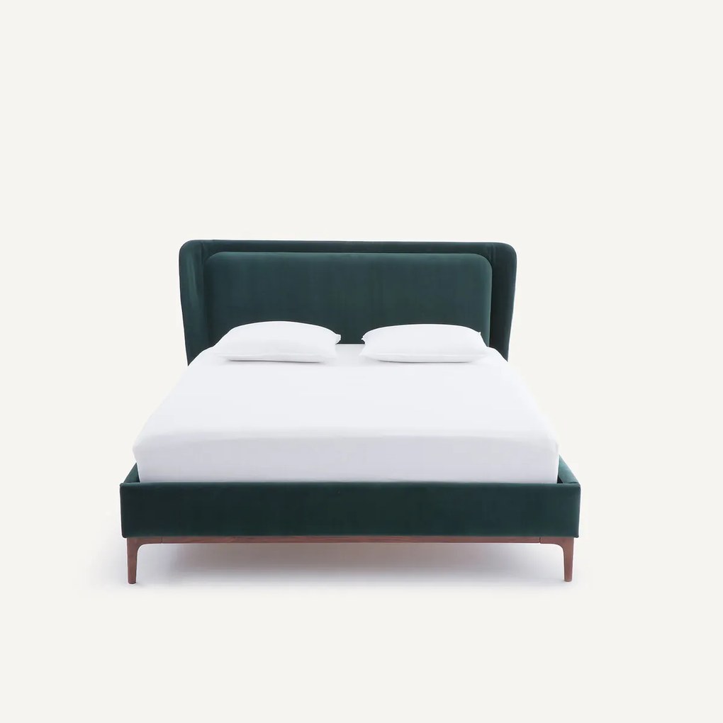 Tweepersoonsbed met hoofdbord en boxspring, fluweel, JABOTE