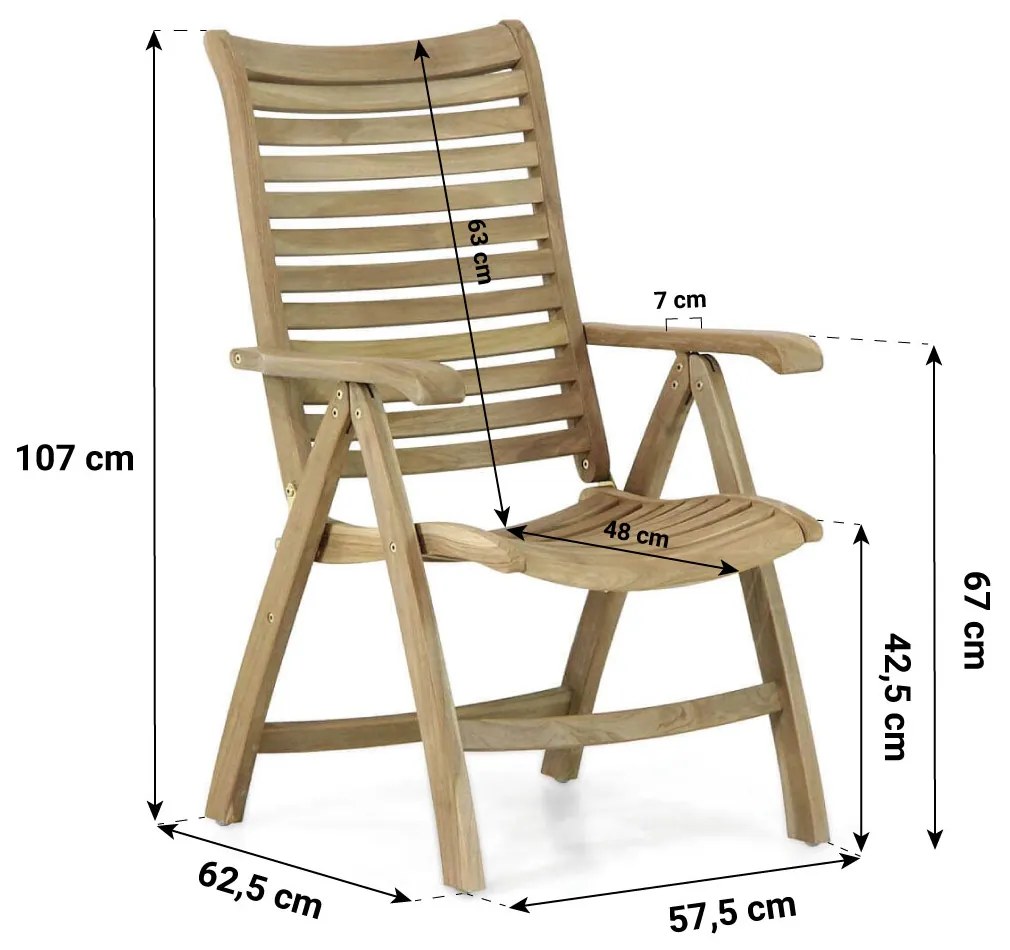 Tuinset 6 personen 240 cm Teak Old teak greywash Garden Collections Birmingham/Brighton