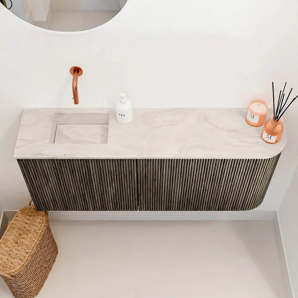 Mondiaz Joya DLux 100cm toiletmeubel ronding rechts shadow met wastafel faye links zonder kraangat ostra