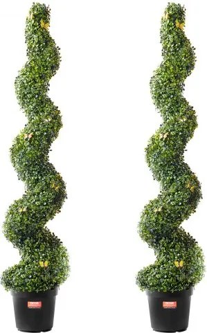 VEVOR Kunstmatige buxus-topiary, 152 cm hoog (2 stuks), spiraalvormige topiary-bomen, kunstplant met extra bladeren, pot en kleine decoratie, UV-beschermde groenset voor binnen- en buitenhuisdecoratie