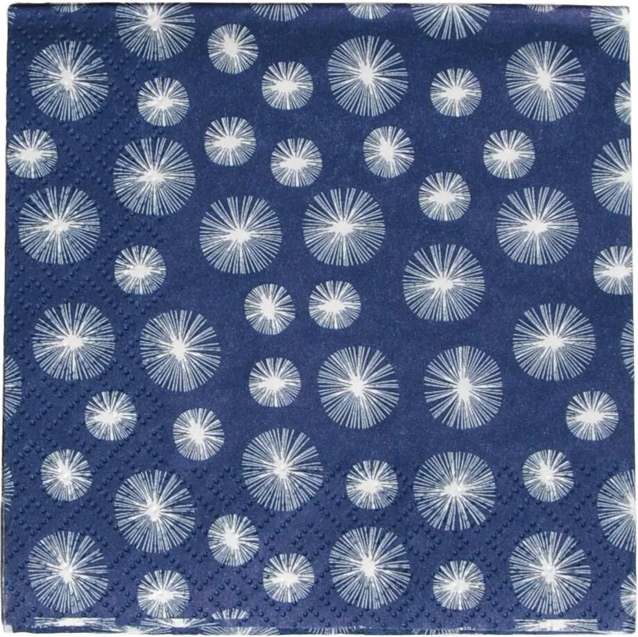 Servetten, papier, donkerblauw met sneeuwsterren, 25 x 25 cm