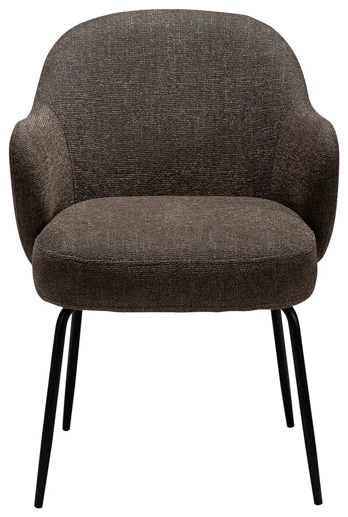 Dan-Form Bae Luxe Eetkamerstoel Met Armleuningen Zwart Boucle