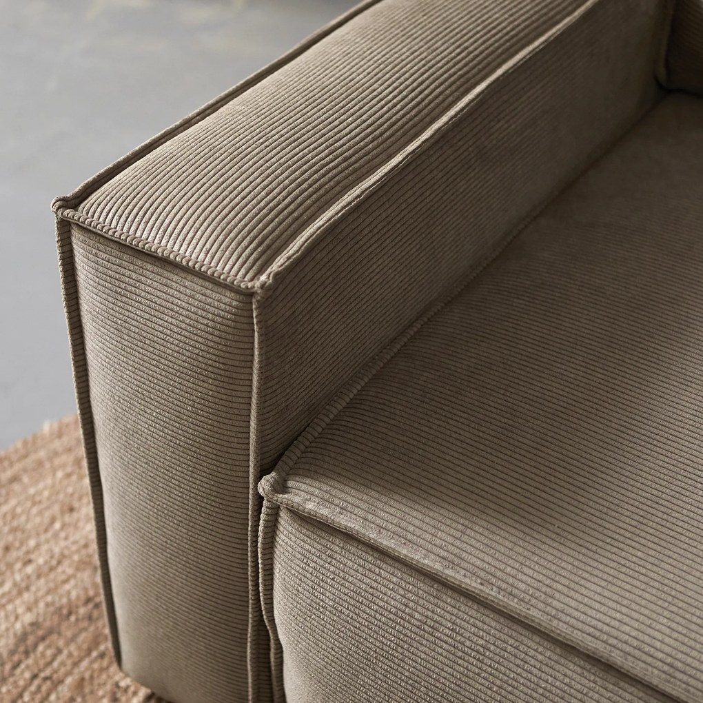 Tweepersoons Slaapbank Ribstof Beige
