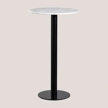 Ronde Hoge Bartafel Ø60 Cm In Rocher Marmer Zwart & Wit Marmer Guangxi - Sklum