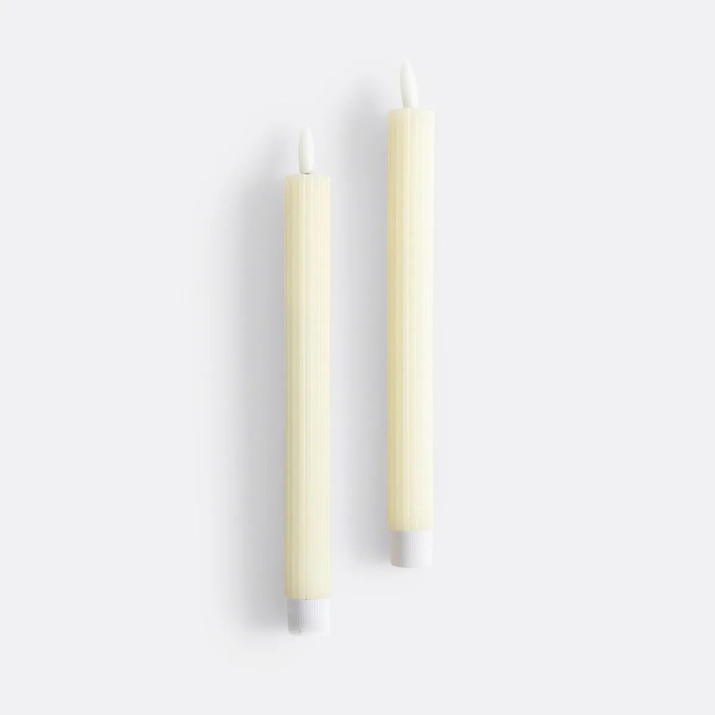 Set van 2 gestreepte wax LED-kaarsen, Caspar