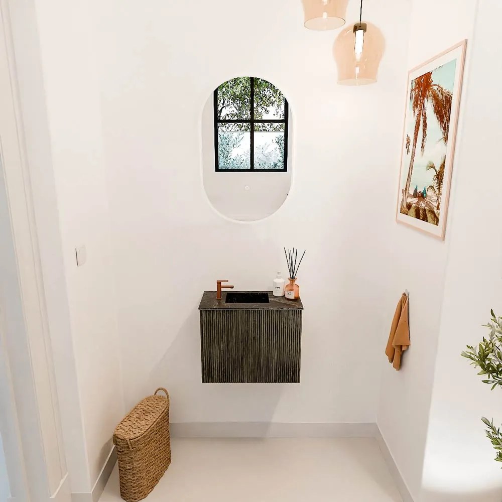 Mondiaz Joya DLux 50cm toiletmeubel shadow met wastafel faye links 1 kraangat lava