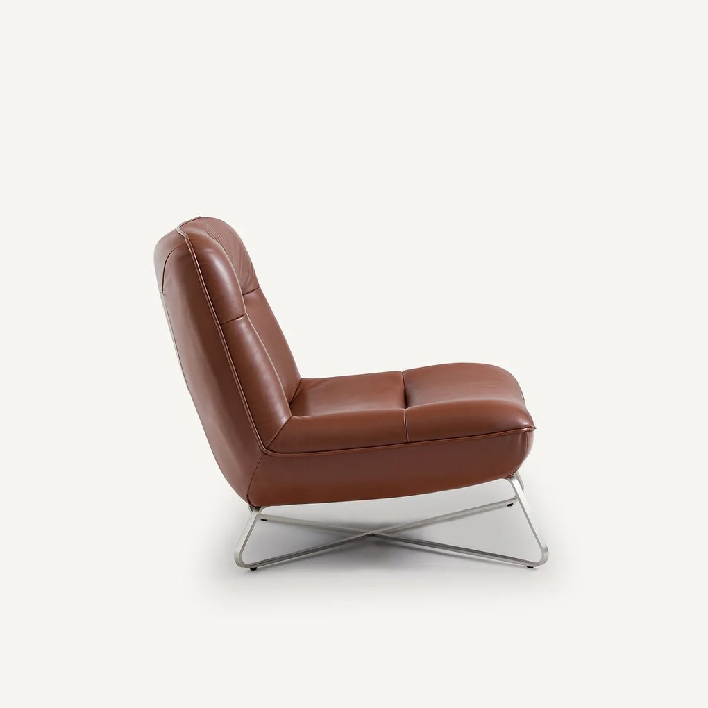 Fauteuil in leer en nikkel, Helma