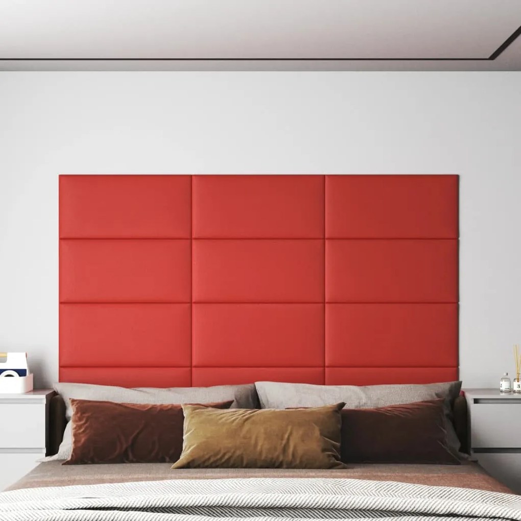 vidaXL Wandpanelen 12 st 2,16 m² 60x30 cm kunstleer rood