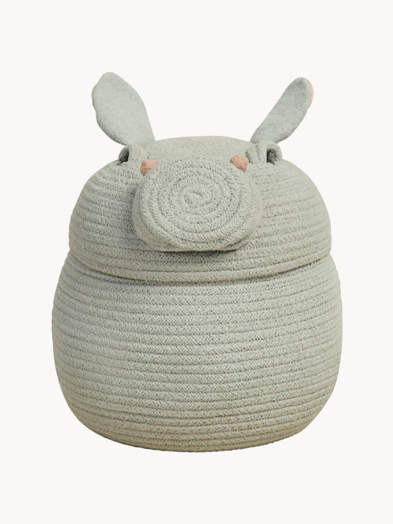 Opbergmand Henry the Hippo met deksel, handgemaakt