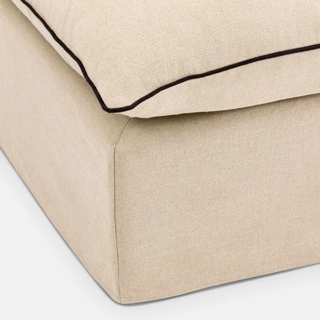 Poef, afneembare hoes, in dik linnen, Odna