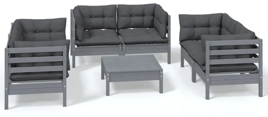 vidaXL 7-delige Loungeset met kussens massief grenenhout